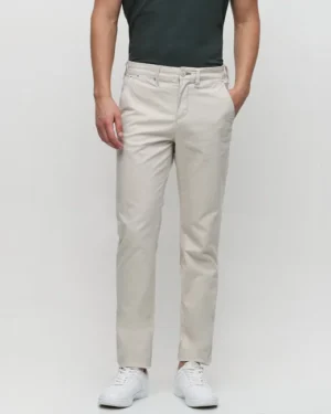 Men's Mid Rise Slim Fit Pants, Off-White