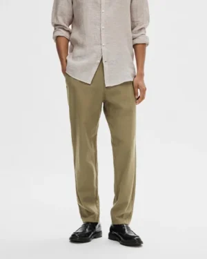 Men's Rise Linen Pants, Beige Shade