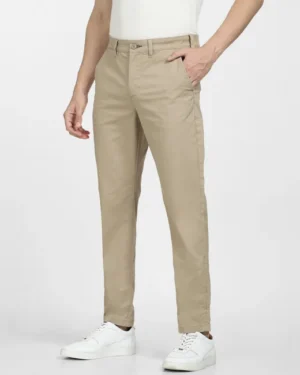 Men's Mid Rise Organic Cotton Pants, Beige