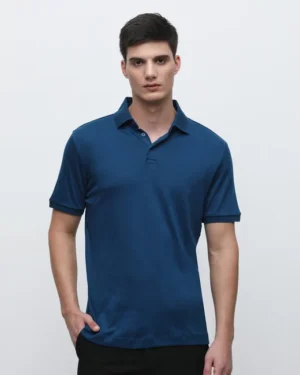 Polo Neck T-Shirt, Dark Blue
