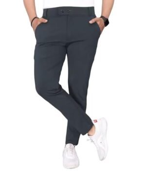 Men's Lycra Blend Trousers, Dark Grey