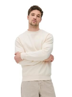 Men's Rich Cotton Crew Neck Sweatshirt, White