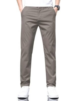 Men's Stylish Slim-Fit Casual Trousers, Stone Grey
