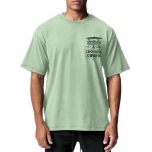 Men's Oversized Graphic T-Shirt, Olive Green