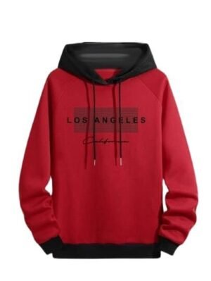 Regular Fit Printed Hoodie for Men, Red/Black