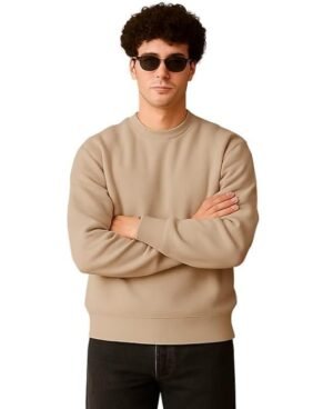 Men's Full Sleeve Round Neck Sweatshirt, Cream