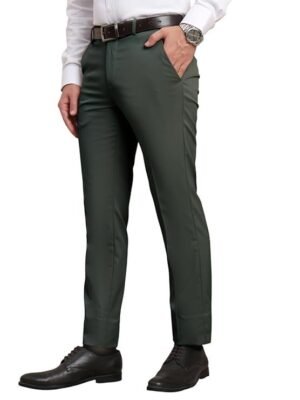 Men's Premium Stretchable Formal Trouser, Dark Green