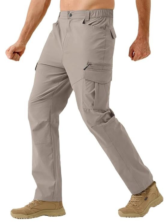 Men's Functional Straight-Fit Cargo Pants - Beige