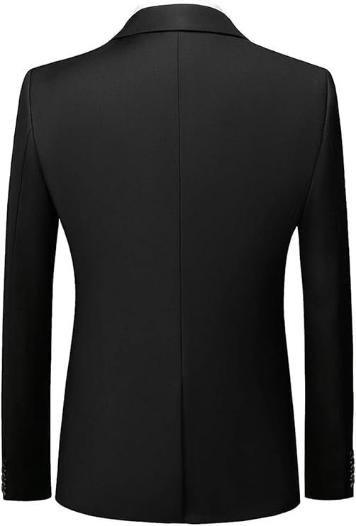 Men's Stylish Party Casual Breasted Blazer, Black - Image 2