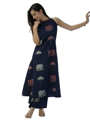 Pure Cotton Kurta Pant Set with Dupatta for Women, Blue