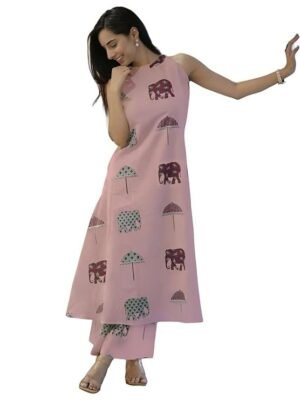 Pure Cotton Kurta Pant Set with Dupatta for Women, Purpple