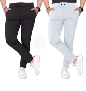 Men's Lycra Trouser Combo, Black & Silver