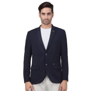 Full Sleeves Notch Lapel Casual Blazer for Men, Navy Blue