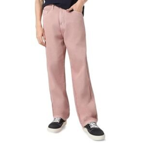 Men's Loose Mid Rise Baggy Jeans - Dark Pink