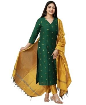 Women's 3 Piece Kurta Pant Dupatta Set, Green
