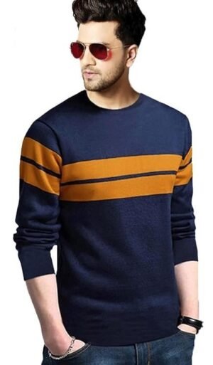 Men's Full Sleeve T-Shirt, Blue/Orange