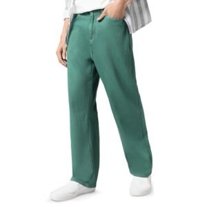 Men's Loose Mid Rise Baggy Jeans - Dark Green