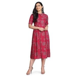 Women's Cotton Printed Dress, Pink