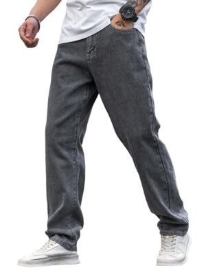 Mens Regular Fit Mide Rise Jeans - Light Grey