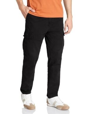 Men's Regular Fit Washed Cargo Pants - Black