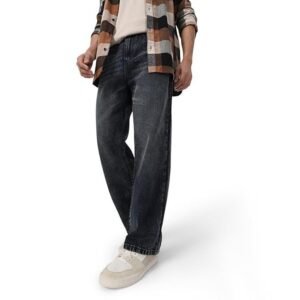 Men's Loose Mid Rise Baggy Jeans - Black