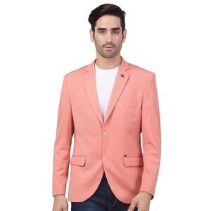 Design Full Sleeves Notch Lapel Casual Blazer, Peach