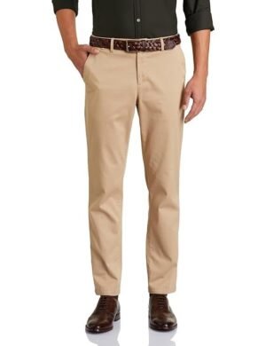 Men's Regular Fit Flexi Waist Casual Pants, Beige