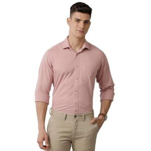 Cotton Linen Solid Slim Fit Shirt - Pink