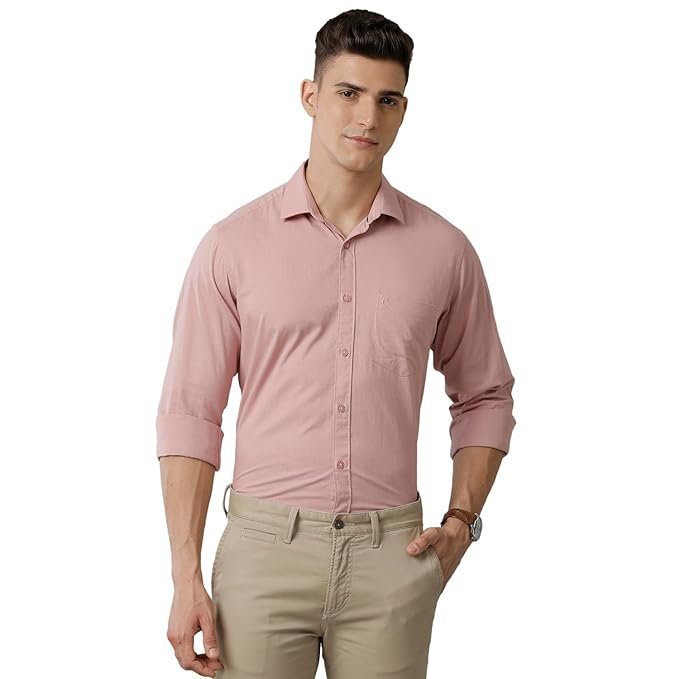 Cotton Linen Solid Slim Fit Shirt - Pink