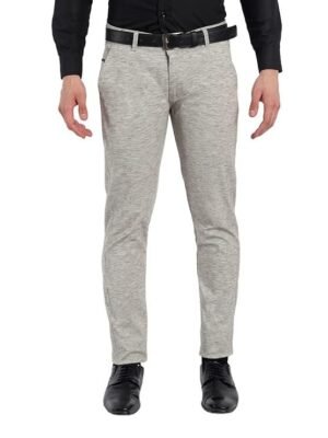 Men's Slim Fit Mid Rise Trouser, Light Grey