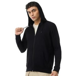 Sweatshirt for Man Zipper Hoodies, Black