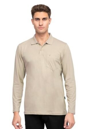 Men's Polo Full Sleeve T-Shirt, Beige