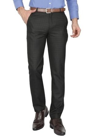 Men's Checkered Formal Trousers, Black