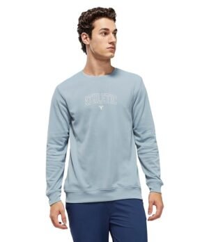 Men's Polyester Solid Hooded Sweatshirt, Light Blue
