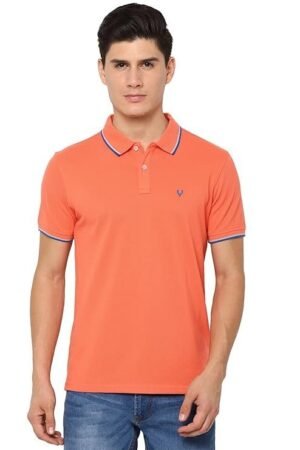 Men's Solid Regular Fit Polo, Orange