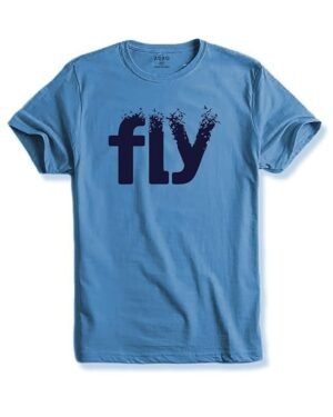 Men's Printed Cotton T-Shirt, Sky Blue