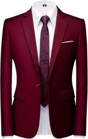 Men's Stylish Party Casual Breasted Blazer, Wine