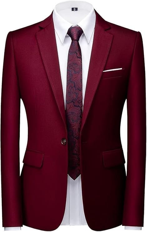 Men's Stylish Party Casual Breasted Blazer, Wine