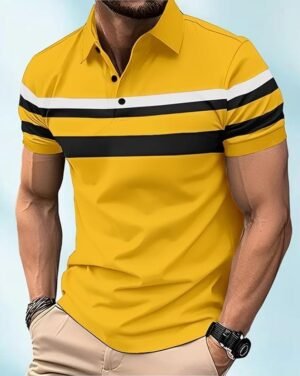 Men Polo Half Sleeve T-Shirt, Yellow