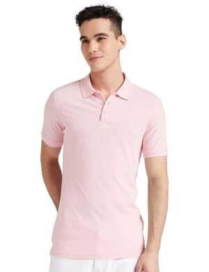 Men's Cotton Rich Solid Polo T-Shirt, Pink
