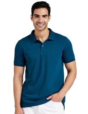 Men's Cotton Rich Solid Polo T-Shirt, Blue
