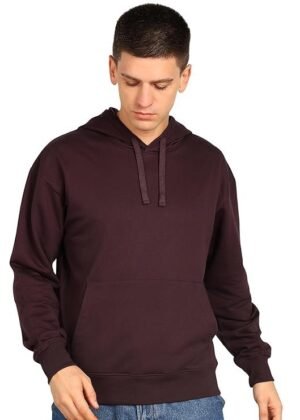 Men's Solid Oversized Hoodie, Burgundy