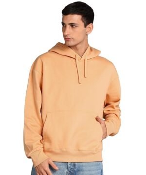 Men's Solid Oversized Hoodie, Orange