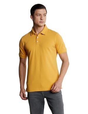 Men's Cotton Stretch Solid Polo T-Shirt, Yellow