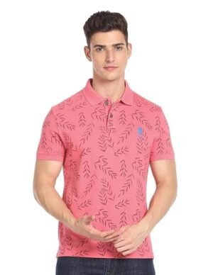 Men's Printed Slim Fit T-Shirt, Pink