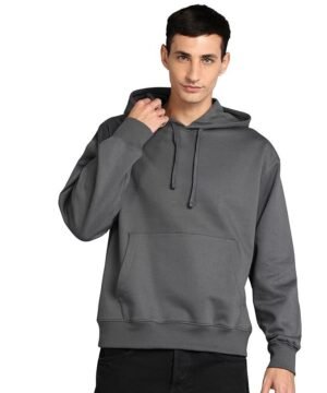 Men's Solid Oversized Hoodie, Anthracite Grey