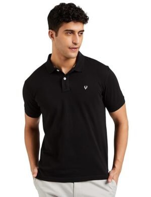Men's Cotton Regular Fit Polo T-Shirt, Black