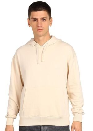 Men's Solid Oversized Hoodie, Sand