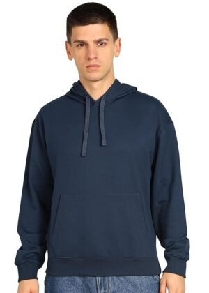 Men's Solid Oversized Hoodie, Dark Bue