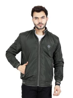 Full Sleeves Bomber Jacket for Men, Olive Green